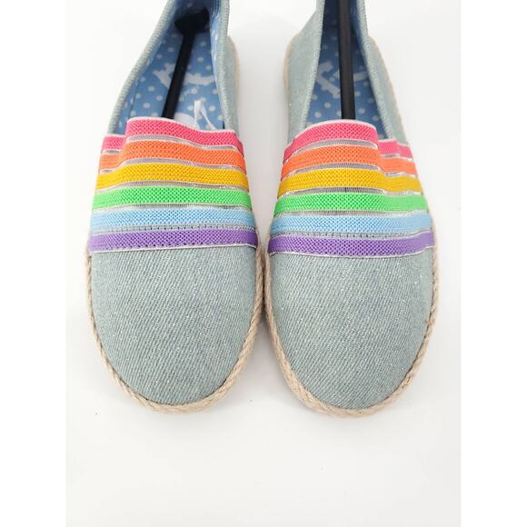 Report Kid Blue Denim Glitter Rainbow Slip-On Espadrilles - 13 - Picture 5 of 7